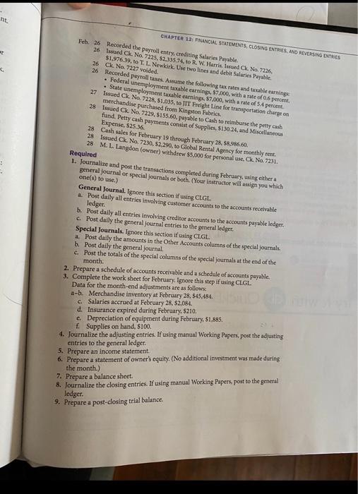 CHAPTER 12 PANOR STATEMENTS, CLONING ENTRIES, AND REVERSING ENTRES 90 00 Liabilities