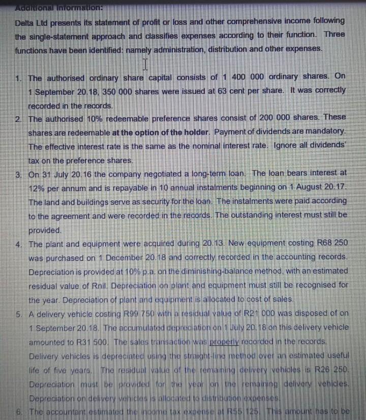 must be reflected in the statement of profit or loss and other