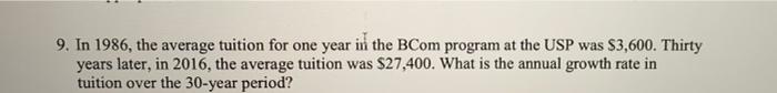  9. In 1986, the average tuition for one year in the