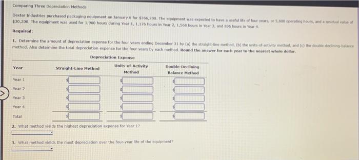 Post answer so I am able to see Comparing Three Depreciation Methods