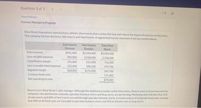 Question 3 of 3 Attempt in and on hastBO Sole Div "i