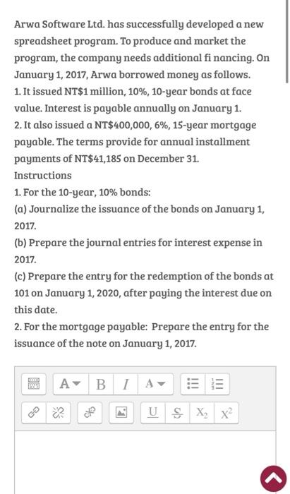  Arwa Software Ltd. has successfully developed a new spreadsheet program. To
