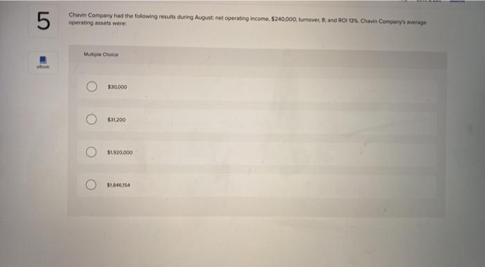 recent year of operations Return on investment Average operating anset Minimum required