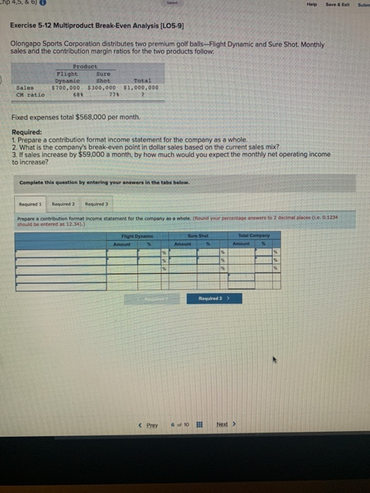  chp S Help Save A E Subm Exercise 5-12 Multiproduct Break-Even