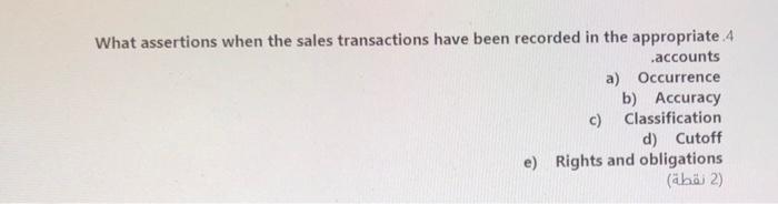  What assertions when the sales transactions have been recorded in the
