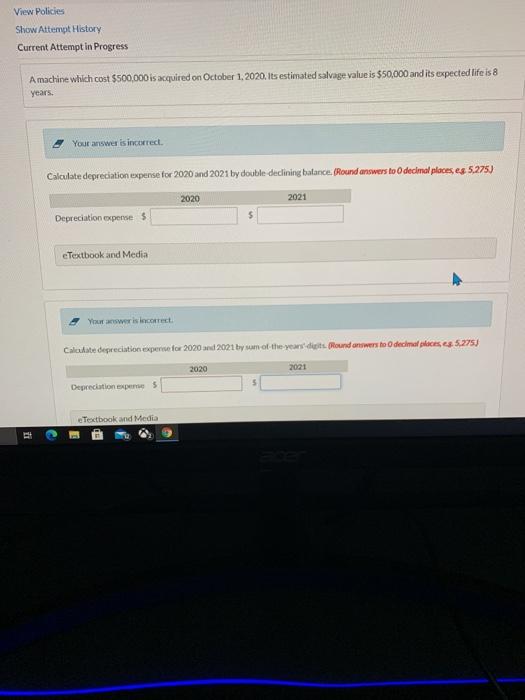  View Policies Show Attempt History Current Attempt in Progress Amachine which