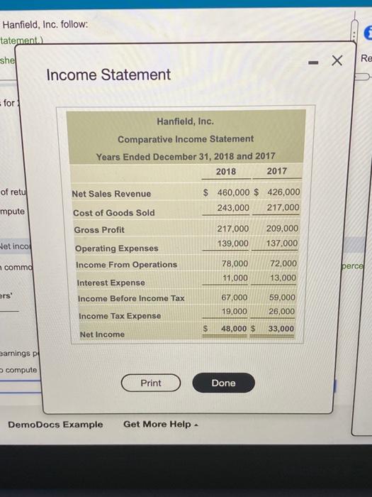 compute the debt to equity ratios for 2018 and 2017. (Round your