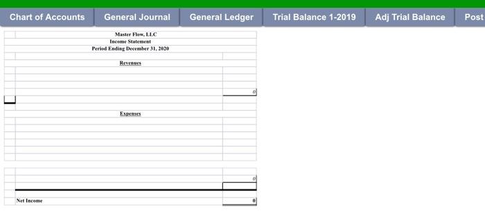 Balance as of 12-31-20, 5. Prepare any Adjusting Entries required prior to
