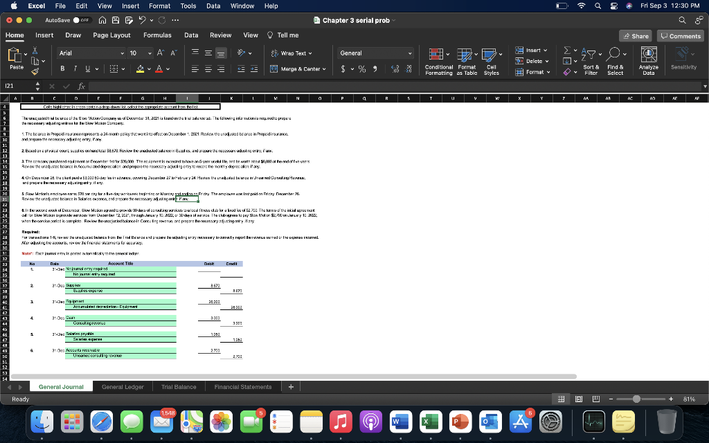 Accounting Serial Problems. I have tried this for two hours and can't