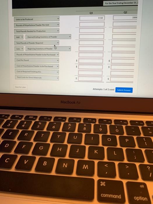 department and executive team have resulted in the following unit sales projections