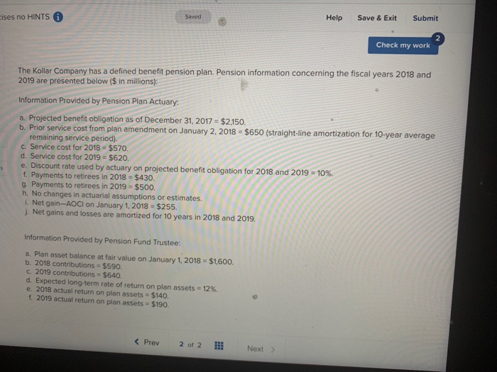 please help cises no HINTS Saved Help Save & Exit Submit Check