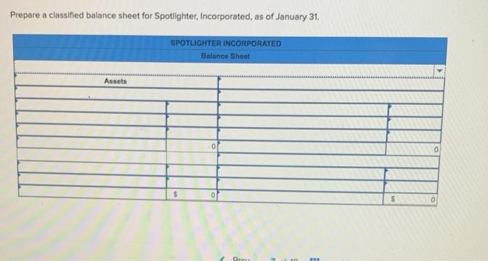 Sheet [LO 2-4] The following are the transactions of Spotlighter, Incorporated, for
