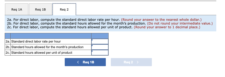 following standards have been set: Standard Quantity Standard Price Standard or Hours