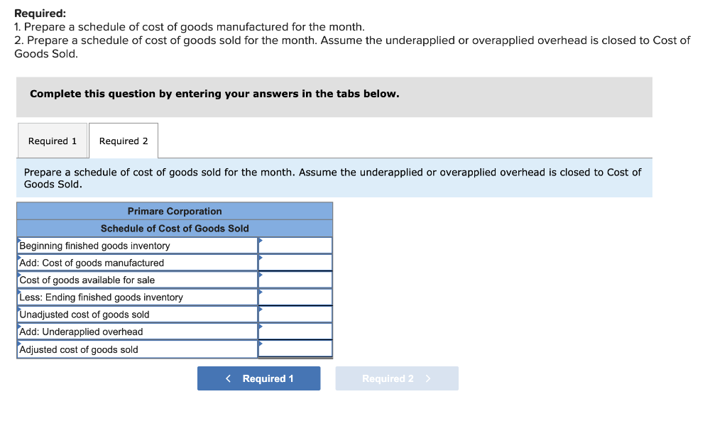 data concerning last month's manufacturing operations. Purchases of raw materials Indirect materials