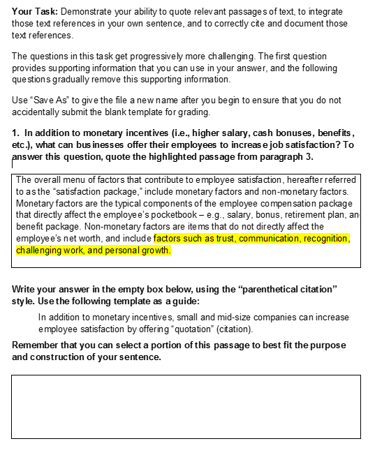  Your Task: Demonstrate your ability to quote relevant passages of text,