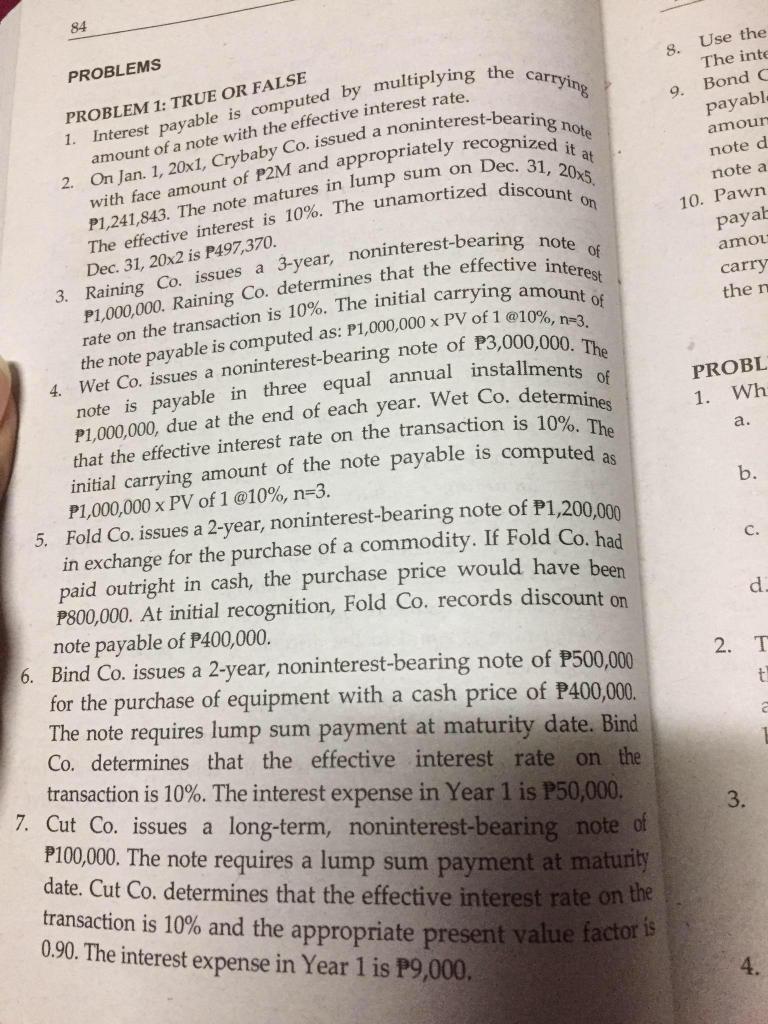 (NOTE: PLEASE PROVIDE A CORRECT ANSWER) 84 PROBLEMS 8. Use the