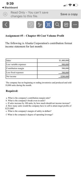  9:39 Blackboard Read Only - You can't save changes to this