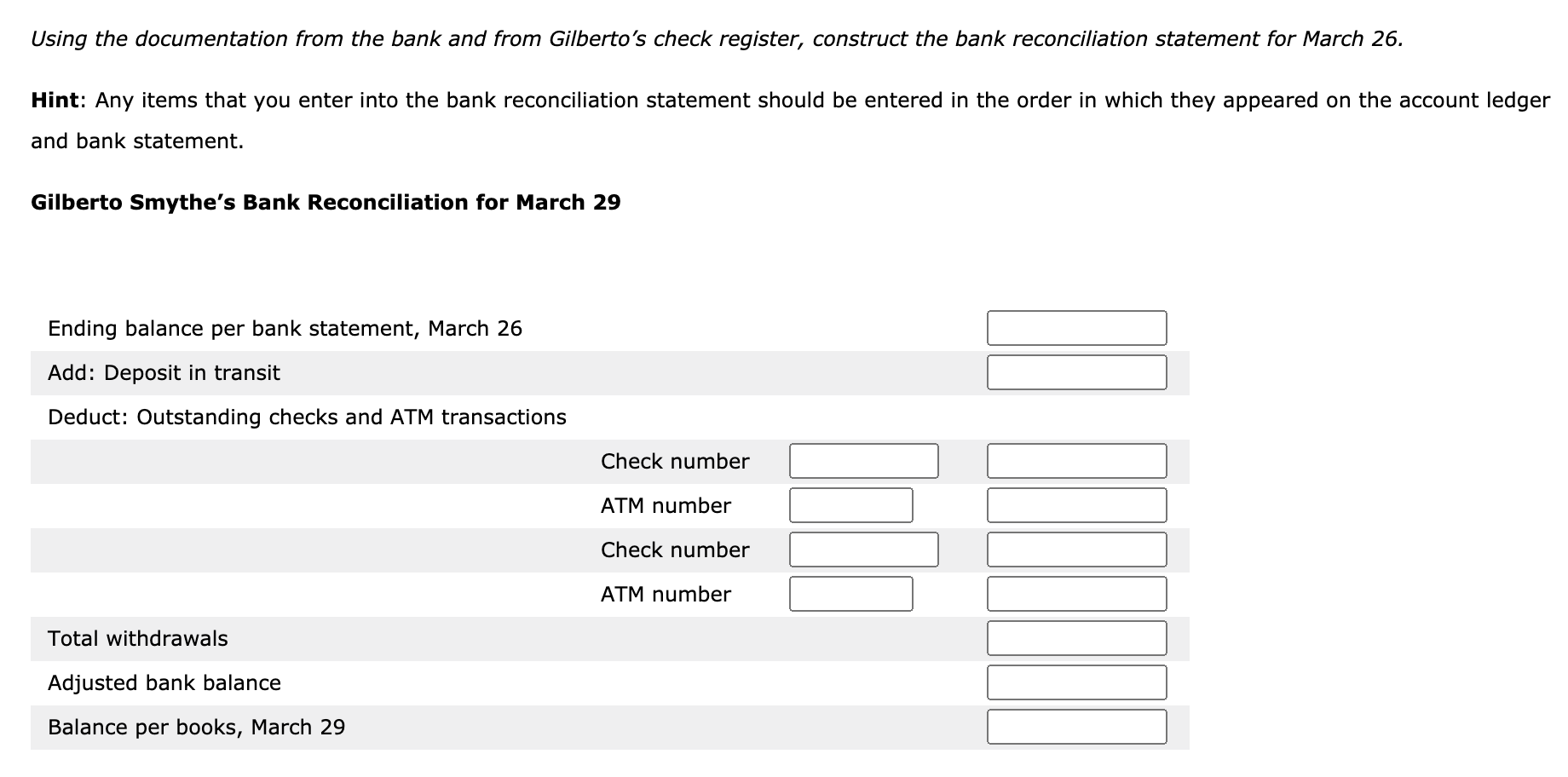 Gilberto is standing in the doorway of the kitchen with the check