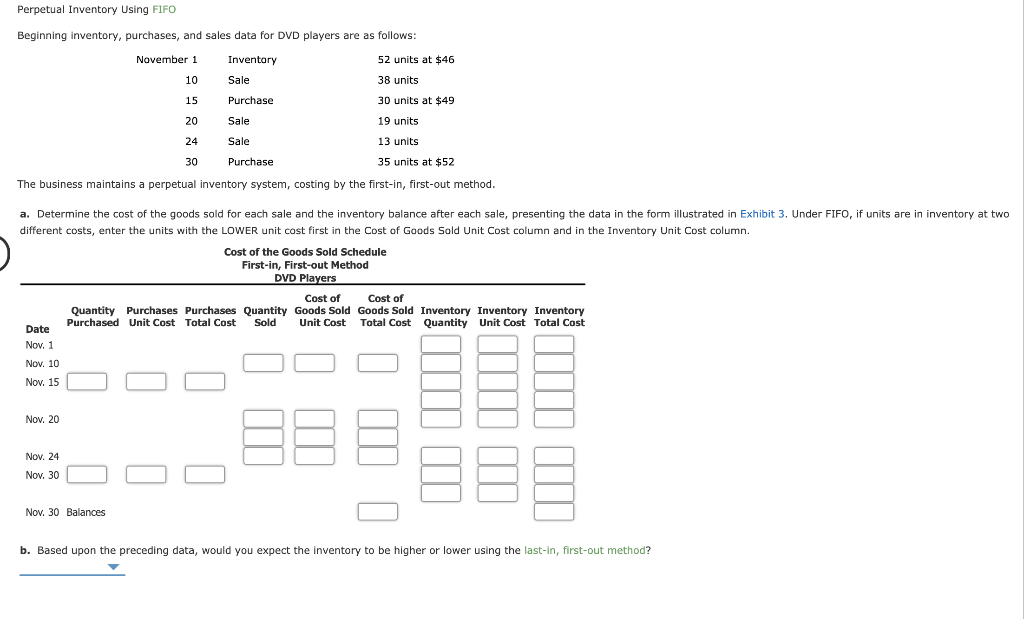  Perpetual Inventory Using FIFO Beginning inventory, purchases, and sales data for