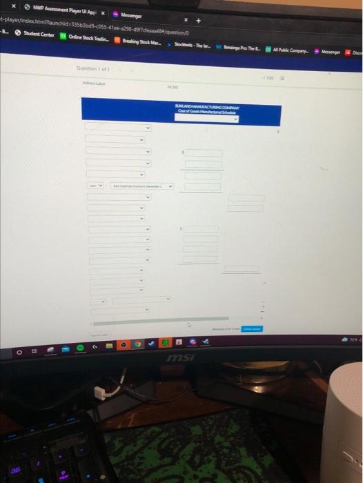 account balances listed below, prepare a schedule of cost of goods manufactured