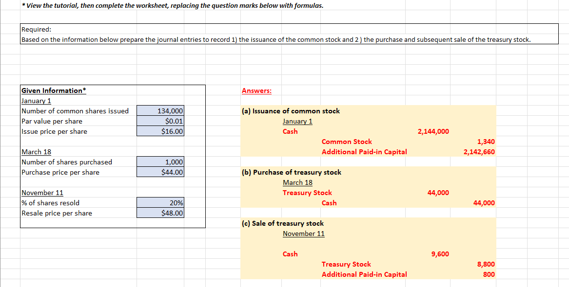 * View the tutorial, then complete the worksheet, replacing the question