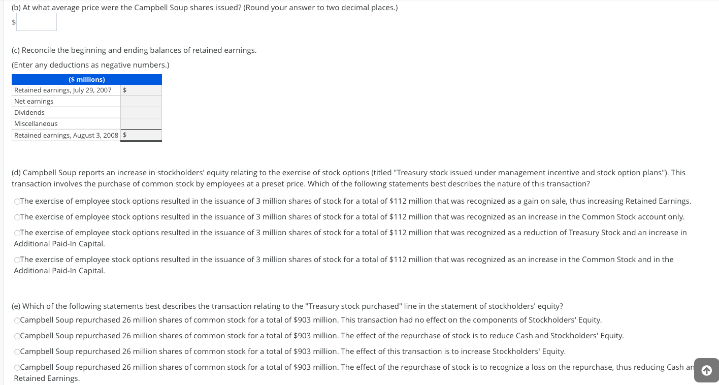 this is the stockholders' equity section from the Campbell Soup Company balance