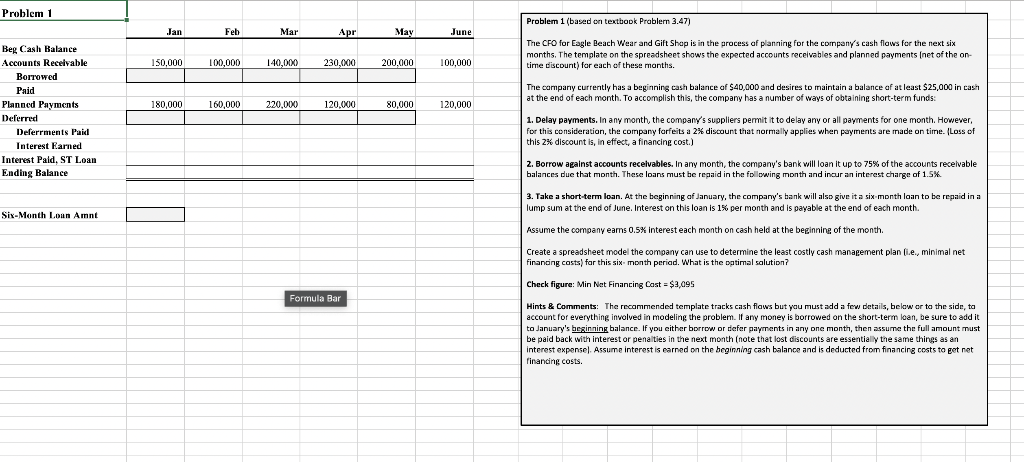 Solve using Excel show all formulas and constraints and equations in solver.