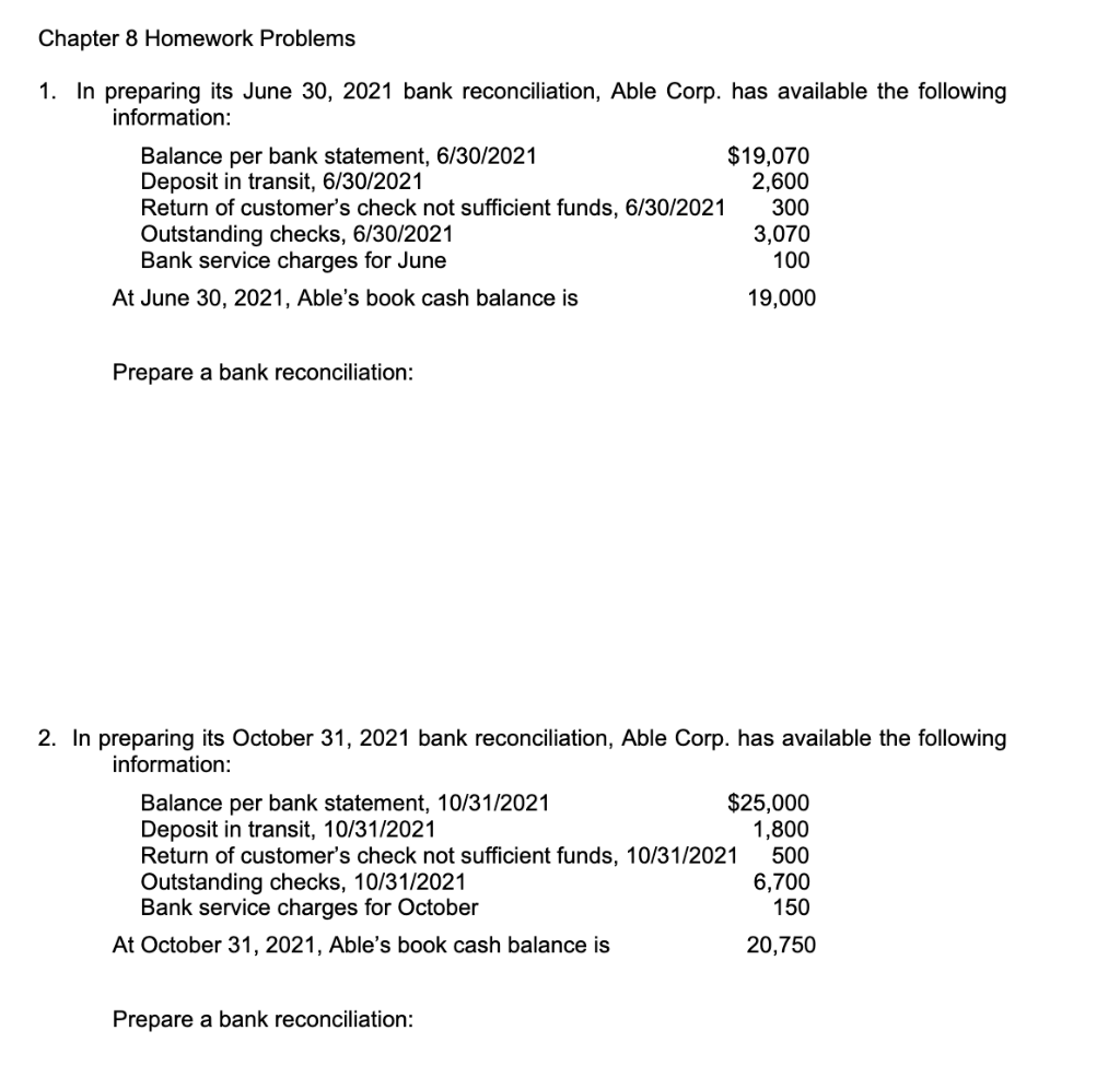  Chapter 8 Homework Problems 1. In preparing its June 30, 2021
