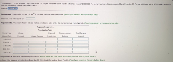 price of the bonds. Prepare an effective-interest method amortization table for the