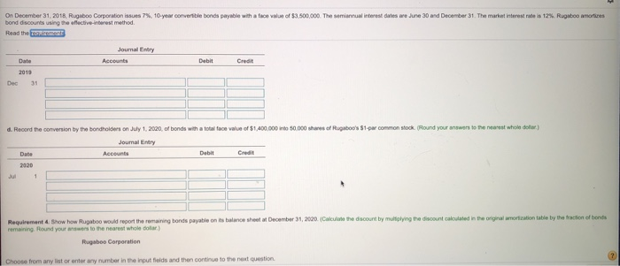 the bonds on December 31, 2018. Credit Convertible Bonds Payable. b. Payment