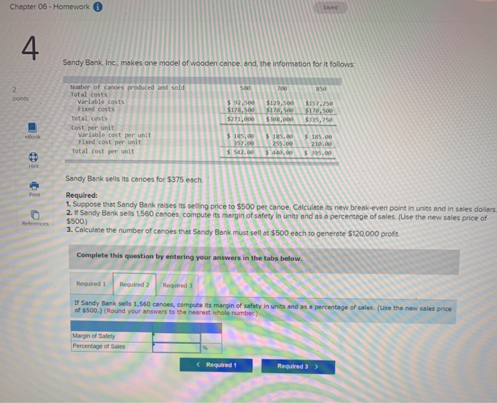 wooden canoe, and the information for it follows: 500 700 850 points