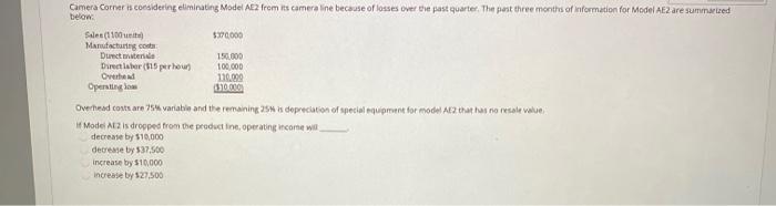  Camera Corner is considerin eliminating Model A2 from its camera line