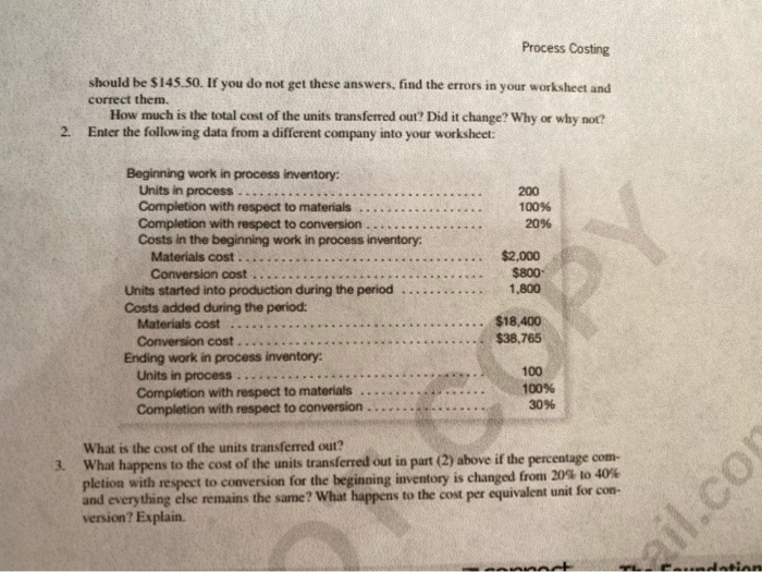 Casten the beginning work process o ry Matenas cost 10 Como Cost