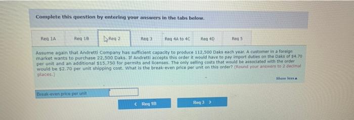 unit. The company's unit costs at this level of activity are given