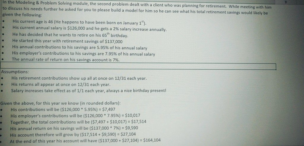 In the Modeling & Problem Solving module, the second problem dealt with