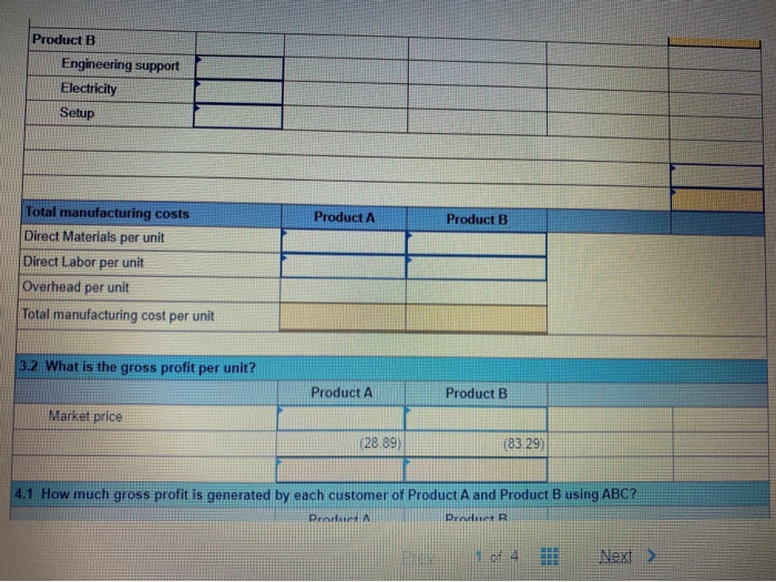 500 customers $35 per unit Product B $25 per unit 1.4 DLH