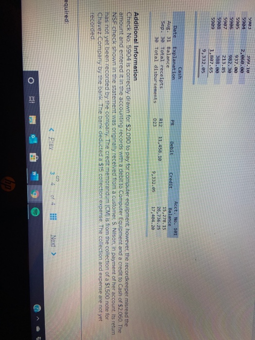 and book balances of cash on August 31 and it reported two