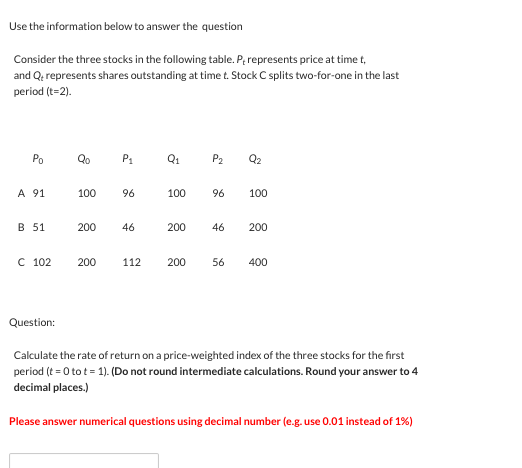 Use the information below to answer the question Consider the three