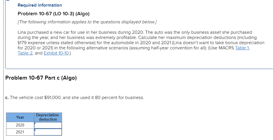 (Algo) [The following information applies to the questions displayed below.] Lina purchased