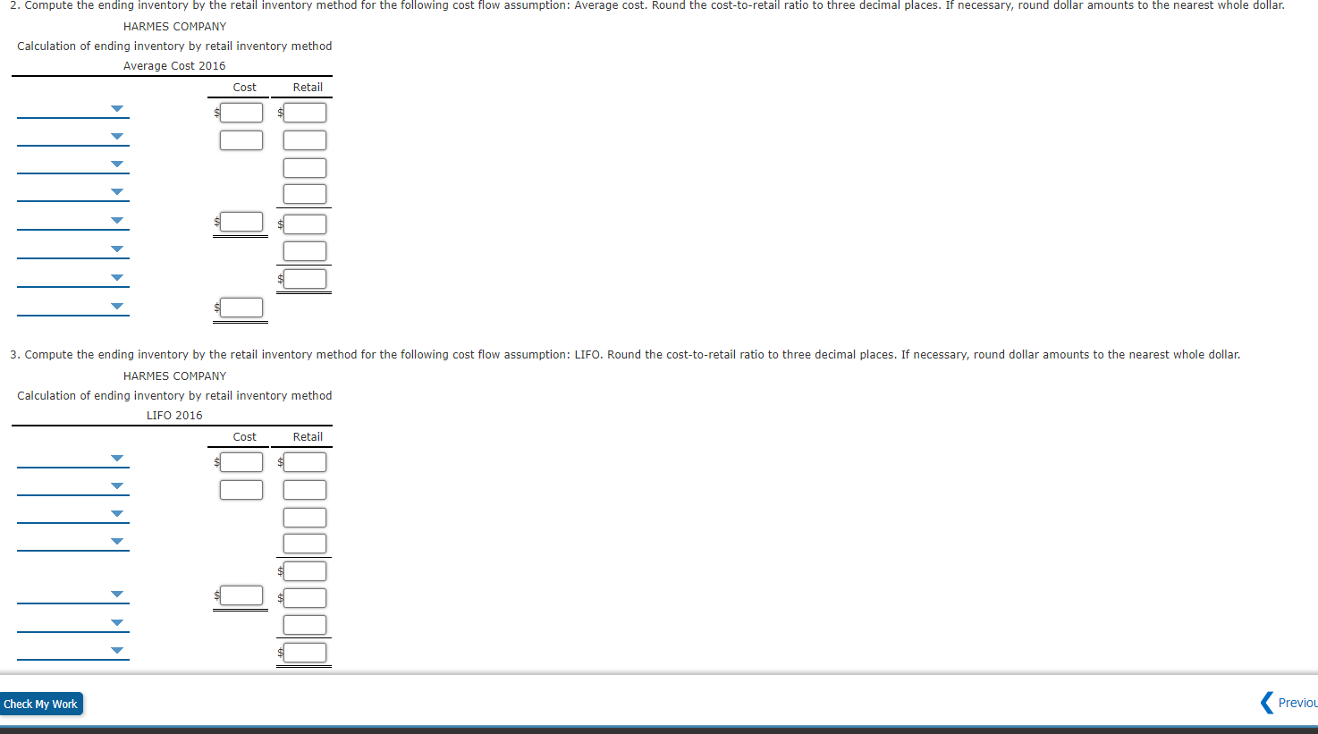  2. Compute the ending inventory by the retail inventory method for