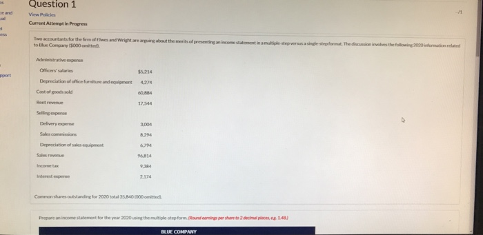  Question 1 View Policies Current Attempt in Progress wout the writs