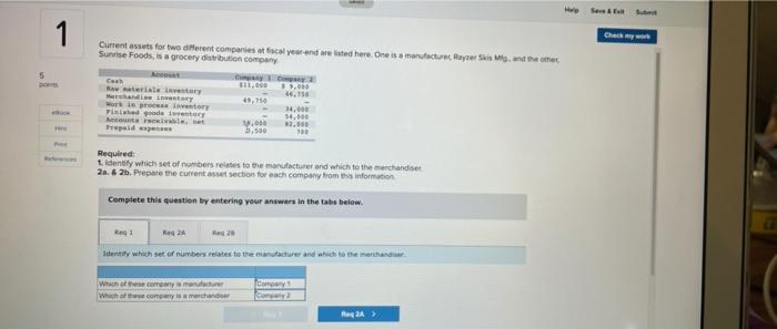  Hele Sere 1 aasir 5 Current assets for two different companies