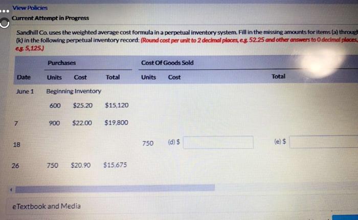  View Policies Current Attempt in Progress Sandhill Co, uses the weighted