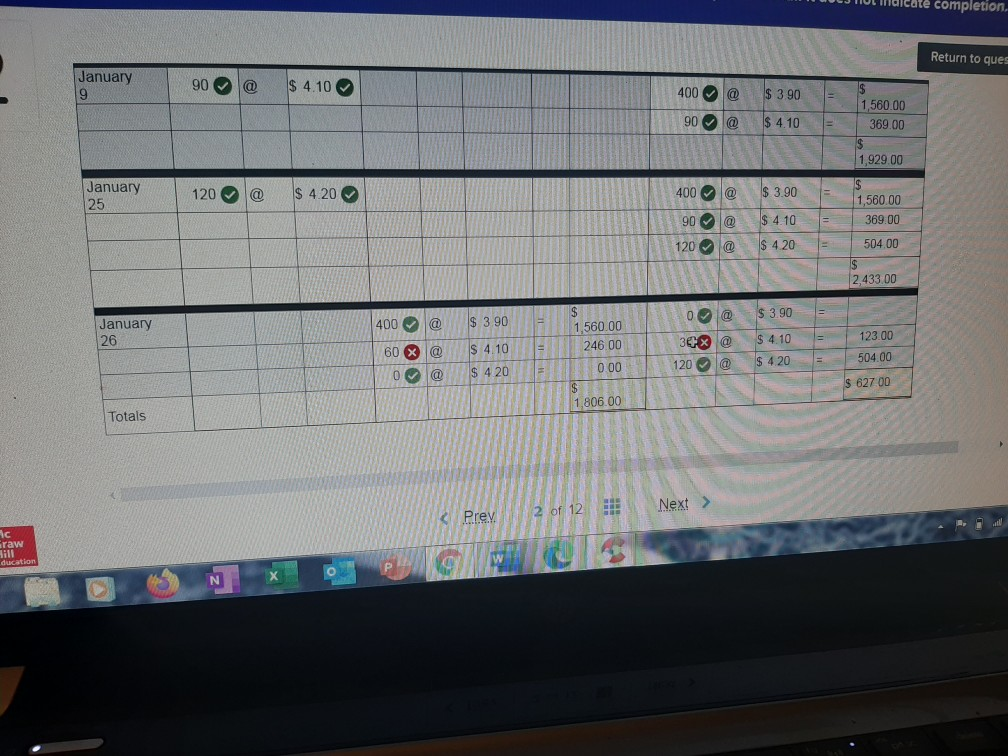 the month of January. On January 26, the company sells 440 units.