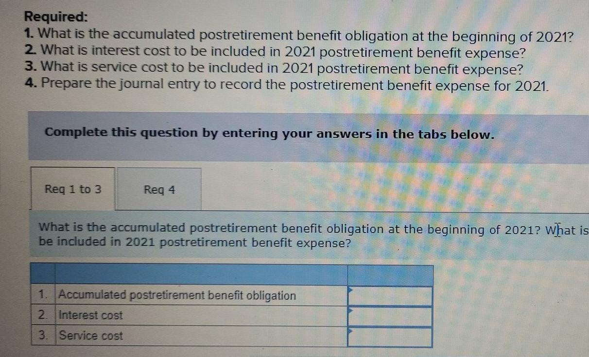 to Household Appliance Company's retiree health care plan for 2021: Number of