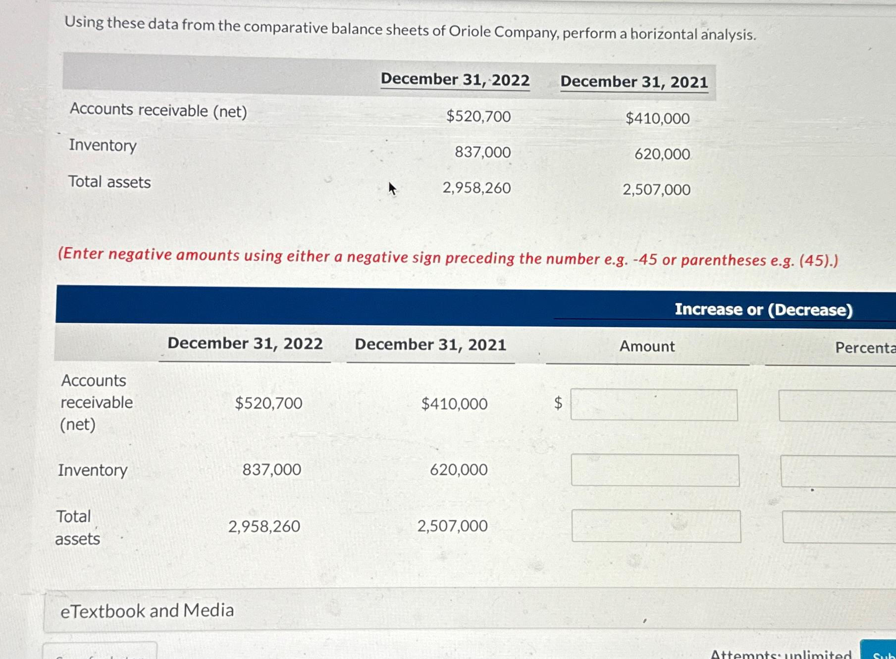  Using these data from the comparative balance sheets of Oriole Company,