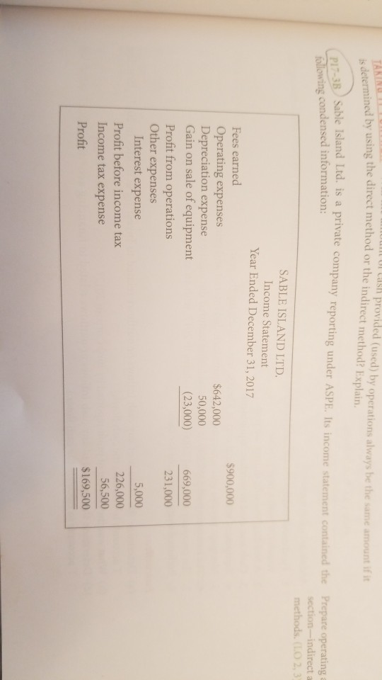  prepare operating activities section the cash flow statement by direct method.