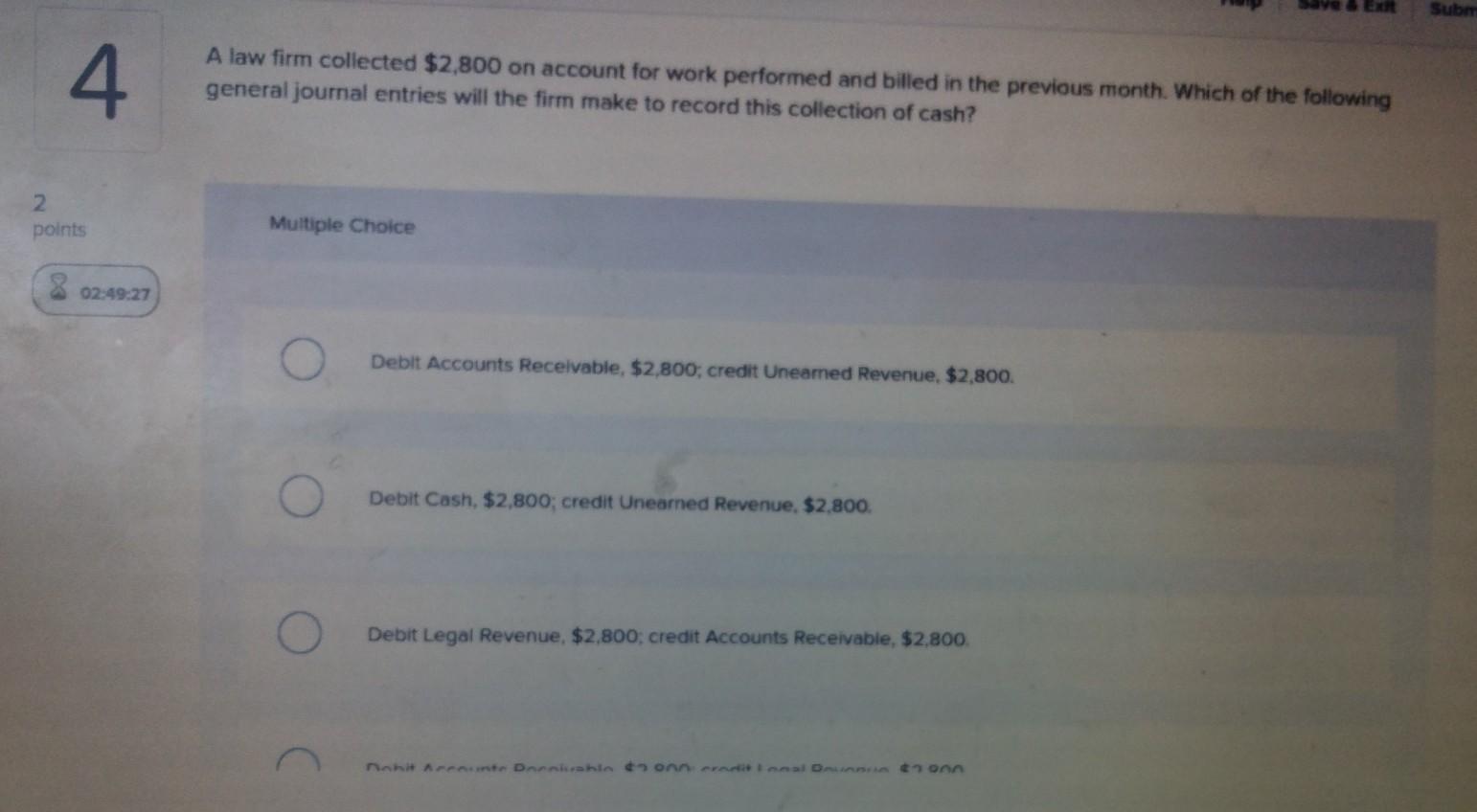 on account for work performed and billed in the previous month. Which