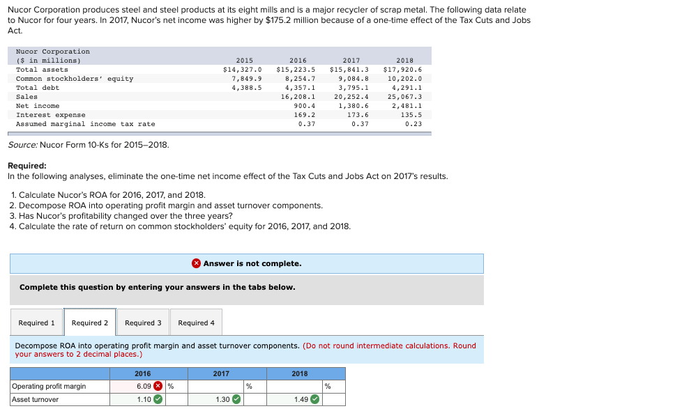 (L06-4) Nucor Corporation produces steel and steel products at its eight mills