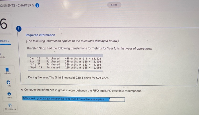  IGNMENTS - CHAPTER 5 A Saved 6 ! art 3 of